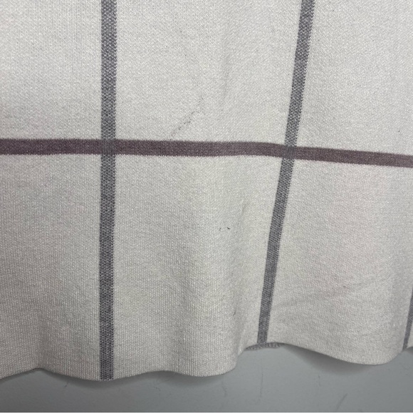 Tahari Cream & Grey Windowpane Mock Neck Sweater (Large) - Picture 2 of 6
